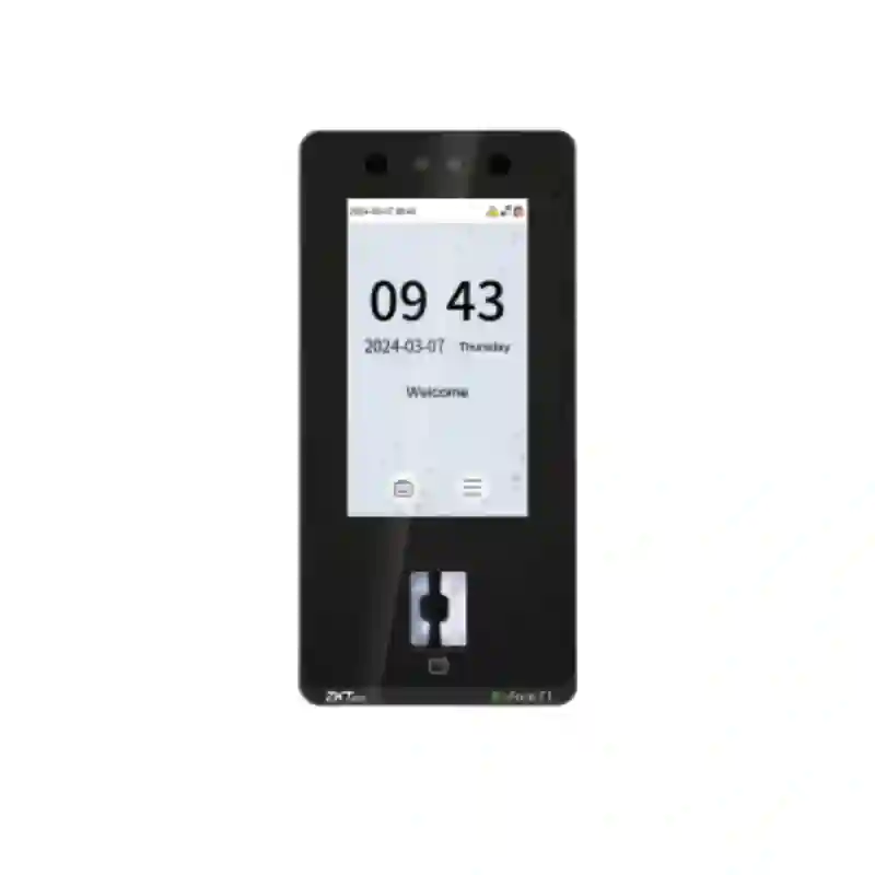 ZKTeco BioFace C1 facial recognition attendance device with touchless face identification, fingerprint scanner, and RFID card support for office access control and time attendance system.