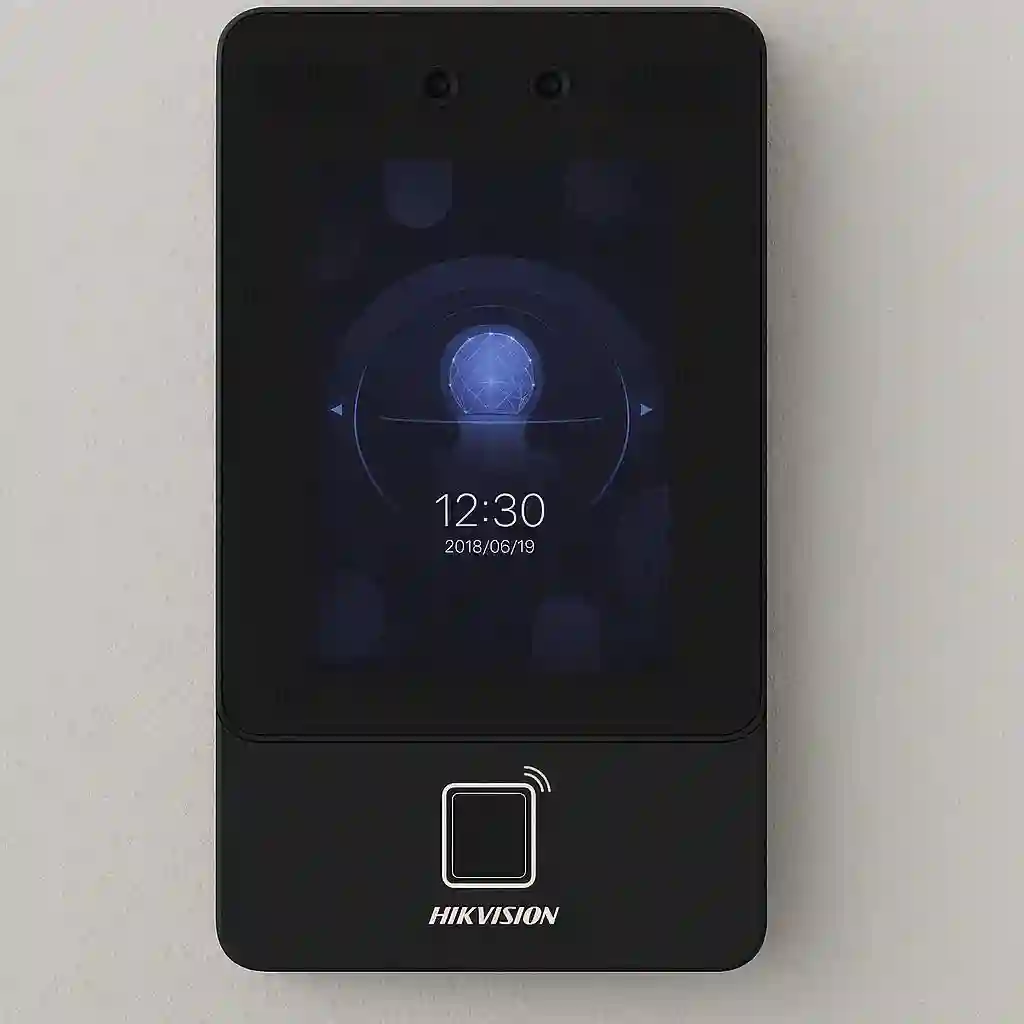 Hikvision DS-K1T342MFWX face access control terminal with biometric facial recognition, fingerprint and card authentication for secure entry management